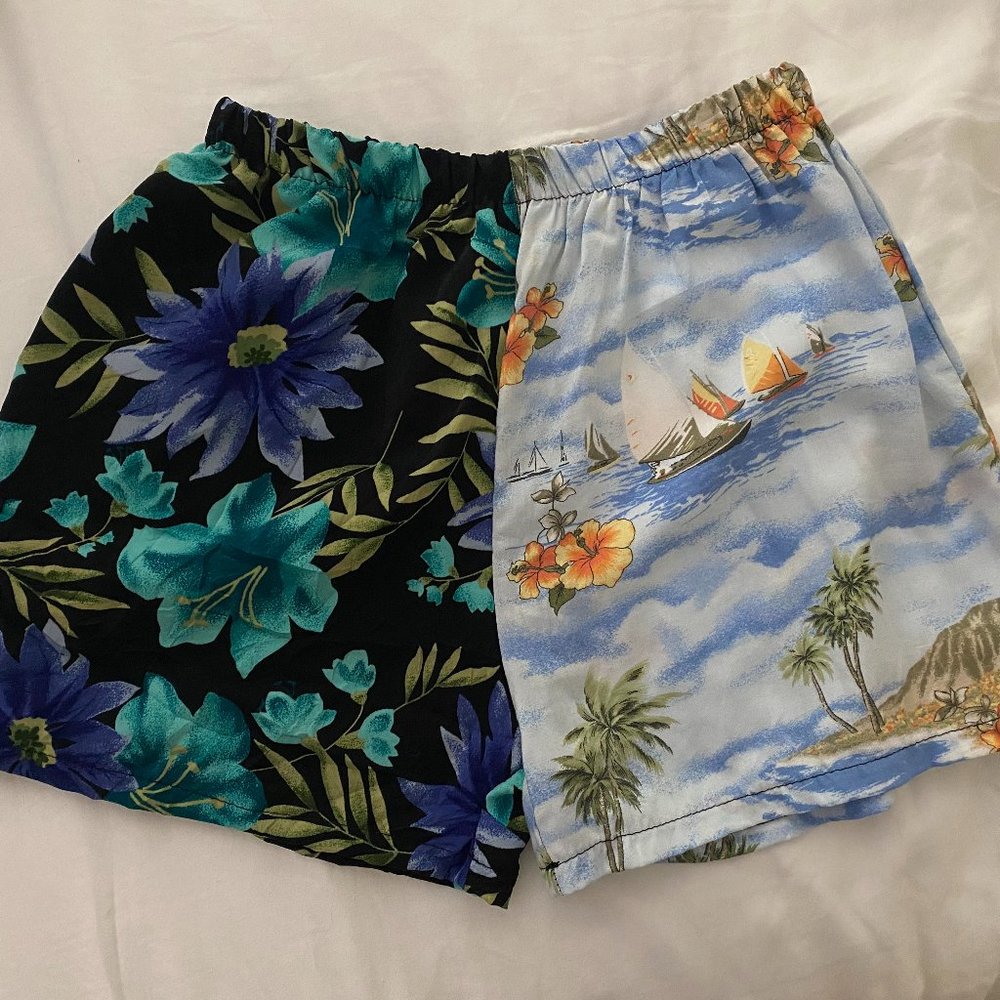 UO Urban Renewal Recycled Two-Tone Tropical Floral Short